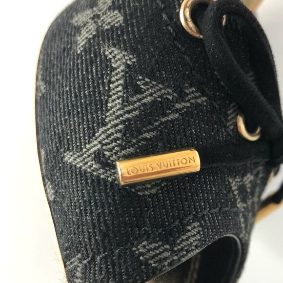 Louis Vuitton Retro Vintage Monogram Bow Denim Slides Mules Sandals 36.5 - Picture 7 of 11